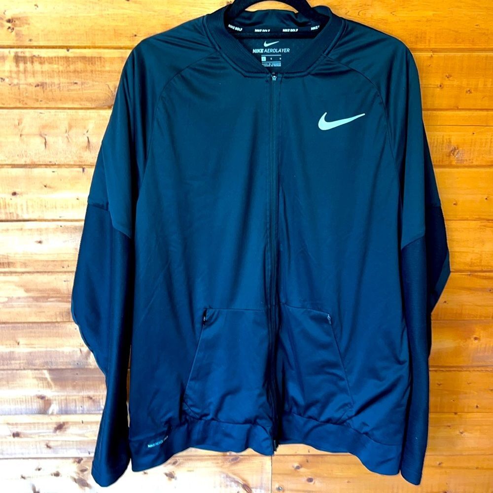 Nike Golf Aerolayer Full Zip Jacket Black Mens Large L Performance Layer